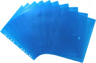 Produktbild von Dokumententaschen Sammelmappen Sichttaschen A4 transparent blau - Dokumentenmappe zum Abheften mit EURO-Lochung, Abheftrand, Klappe und Klettverschluss - 10 Stück