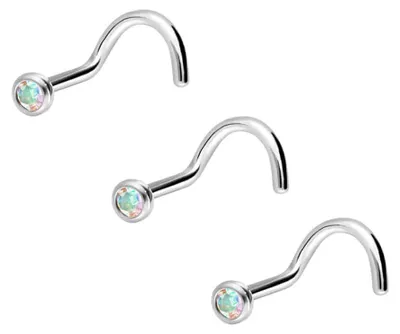 Produktbild von Nasenpiercing, Nasenstecker 3er Set Chirurgenstahl Nasenstecker Spirale KRISTALL