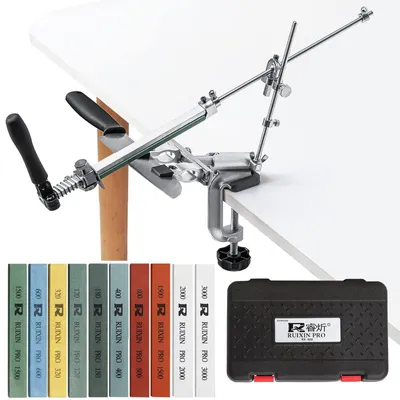 Immagine prodotto di Elzusha - Sistema professionale per l'affilatura dei coltelli, completo di 10 pietre abrasive - Ideale per coltelli da cucina e da chef
