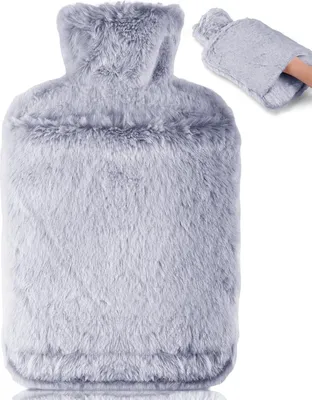 Produktbild von Wärmflasche mit Weichem Bezug –Auslaufsicher 2L Groß Wärmflaschen mit Känguru-Tasche,Naturkautschuk +Bettflasche Flauschig,Geschenke für Männer Frauen