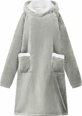 Produktbild von BestMöbel Decken-Hoodie Grau S Fleece und Flanell - Decken-Hoodie élégant383405