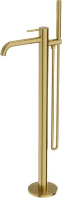 Produktbild von Lavita Orion freistehende Badewannenarmatur in gebürstetem Gold | Standarmatur Badewanne | Wasserhahn Bad s Design Armatur