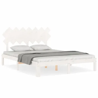 Image de vidaXL Lit en pin massif sans matelas blanc 140x200 cm