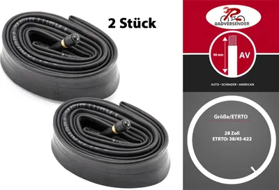 Produktbild von 2 Stück 28 Zoll Fahrrad Schlauch 38/45-622 AV Auto Ventil 30mm Bike Tube