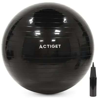 Productafbeelding van Fitnessballen - Yoga Bal - Pilates - Zwangerschap - Met Pomp - PVC - Zwart - 150 Kg - 75 Cm