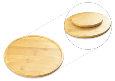 Image de Plateau tournant en bois, modèle "Lazy Susan" - 30 cm - en bambou