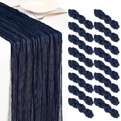 Produktbild von 12er Pack Grau-Braune Käsetuch-Tischläufer 45x275cm - Boho-Dekoration für Feiern
