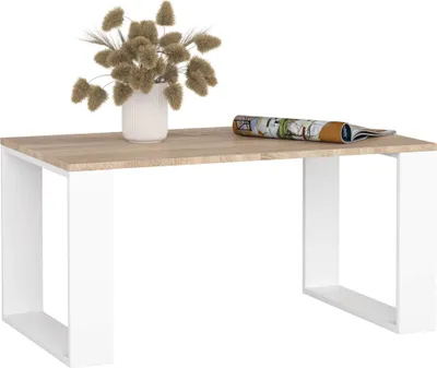 Zdjęcie produktu dla Stolik kawowy AKORD NOX Dąb Sonoma 92 cm nogi kolor Biały 92x53x45 cm
