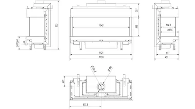 Produktbild von Gaskamin KRATKI LEO 100 dreiseitig Erdgas ∅ 100/150 9 kW