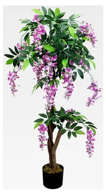 Produktbild von künstliche Pflanze Wisteria Blauregen, 120 cm, Kunstblume für Wohn- und Büroräume, allergikerfreundlich und pflegeleicht