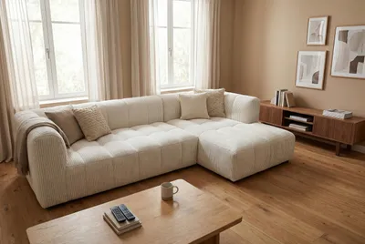 Image de Canapé d'angle moderne Imola Beige – Confort et élégance intemporelle