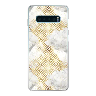 Produktbild von MuchoWow® Handyhülle Schutzhülle Hülle für Samsung Galaxy S10 Plus Gold - Marmor - Muster - Geometrie Silikon Softcase Handy Hülle - Schutzhülle