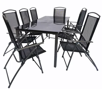 Produktbild von 9 stk havemøbelsæt | siddegruppe spisegruppe | 1x bord, 8x stole | bordmål ca. H. 76 x B. 189 x D. 90 cm | Hochlehner Set 189S