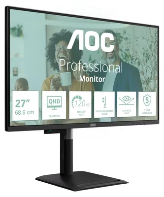 Produktbild von AOC Q27P4C, 68,6 cm (27"), 2560 x 1440 Pixel, Quad HD, 4 ms, Schwarz