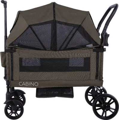 Produktbild von Cabino® Bollerwagen Waggie - Leicht, Faltbar, Verstellbarer Griff, Abnehmbare Sonnendach, Inkl. Tablett und Becherhalter Grün
