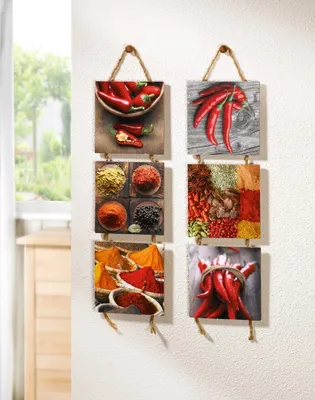 Produktbild von Wandhänger "Spicy", 2er Set Holz an Hanfschnur