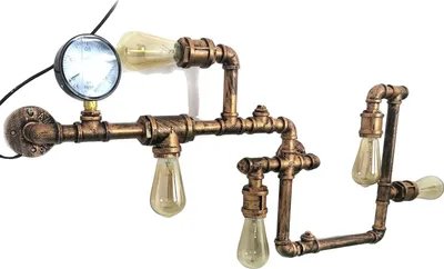 Immagine prodotto di Lampada da parete, stile vintage, struttura in ferro resistente, color oro, marrone