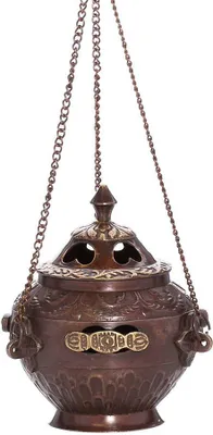 Produktbild von Dragnar Schwenkräuchergefäß Räuchergefäß Messing Kupferoptik Deko Braun Neu 1569