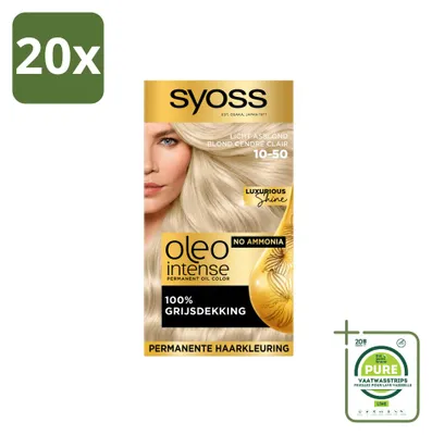 Produktbild von 20 x SYOSS Oleo Intense 10-50 Permanente Haarkleuring - Licht Asblond - Großpackung - 20 Stücke