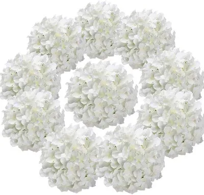 Immagine prodotto di Capolini di ortensia in raso - Fiori decorativi - 10 pezzi - Bianco
