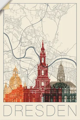 Produktbild von ARTland Wandbild, selbstklebend Retro Karte Dresden Größe: 40x60 cm
