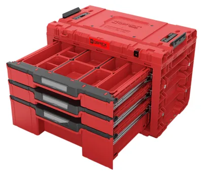 Produktbild von Qbrick System PRIME Drawer 3 Toolbox Expert RED ULTRA HD modularer Werkzeugkasten mit 3 Schubladen 542 x 335 x 369 mm 22,6 l