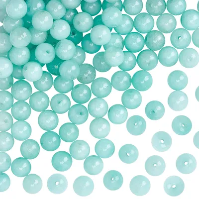 6 mm Jadesteinperlen, 122–128 Stk., rund, lose, für Schmuck – Blasstürkis