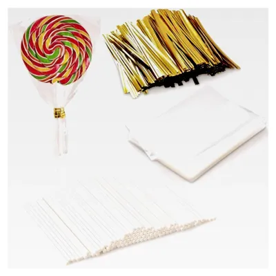 Produktbild von Lollipop-Set mit 100 Lollipop-Sticks, 100 Zellophanbeuteln und 800 Drahtlinien