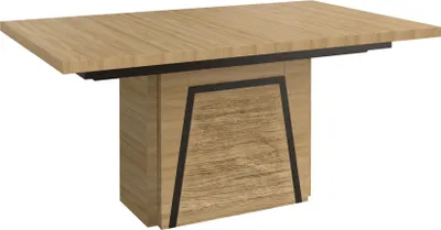 Produktbild von Esstisch höhenverstellbar und ausziehbar Kastav 26, Farbe: Eiche / Schwarz, teilmassiv - 160-360 x 100 cm (B x T)
