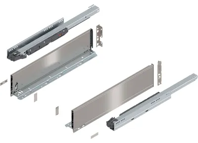 Produktbild von Blum Legrabox pure H K Schubladenschienen Set | 1 Paar, 40kg 550mm | Tip On Vollauszug, inox