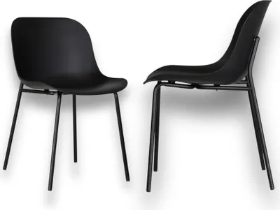 Obrázek produktu pro 2 ks jídelních židlí ALUMA černé – sedák z polypropylenu, ergonomické provedení, kovová konstrukce pro kuchyni a jídelnu