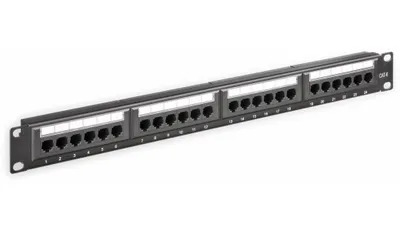 Image de Panneau de brassage CAT 6 19 pouces (48,3 cm), 24 ports, (1 U), noir - UTP non blindé, noir