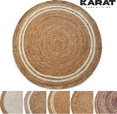 Immagine prodotto di Tappeto in iuta Mumbai Round Tessuto a mano in fibre naturali robusto e resistente agli strappi 90 x 90 cm