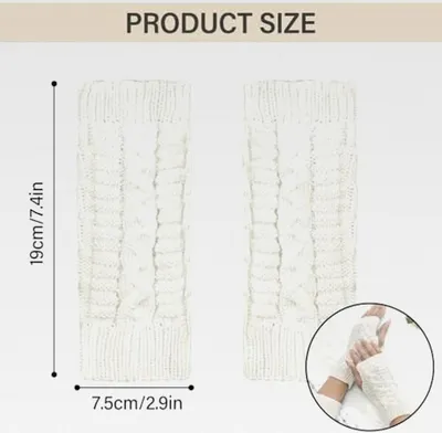 Produktbild von Fingerlose Winterhandschuhe für Damen, Gestrickte Armwärmer mit Daumenloch, Weiche Halbfingerhandschuhe