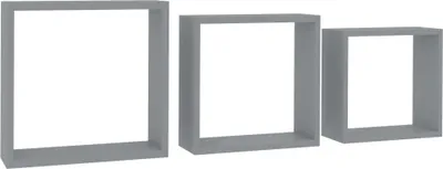 Image de Étagères murales sous forme de cube 3 pcs Gris MDF