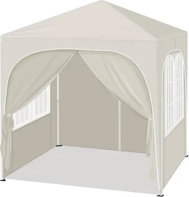 Produktbild von WOLTU Pavillon, Faltpavillon 2x2 m, mit 4 Seitenwänden, Partyzelt höhenverstellbar, Beige