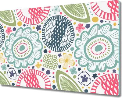 Produktbild von Glas-Herdabdeckplatte Glaskeramikfeldabdeckung Spritzschutz - 80x52 cm - Bunte Blumen Kunst