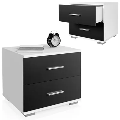 Produktbild von MIADOMODO® Nachttisch - 2er Set, 40x40x35cm, MDF, 2 Schubladen, Farbwahl - Boxspringbett Nachtschrank, Nachtkonsole, Nachtkommode (Schwarz)