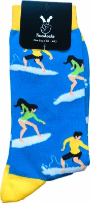 Produktbild von TwoSocks lustige Socken Surfer Socken Sportsocken, Motivsocken Baumwolle Einheitsgröße