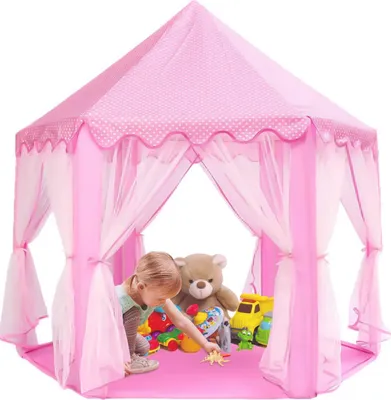Image de Topchances Tente De Jeu Pour Enfants, Tente De Jeu Pour Filles Enfants, Princess Castle Tente De Jeu Pour Enfants, Princesse Tente Intérieur & Extérieur - Noël, Cadeau Pour Enfants,Rose