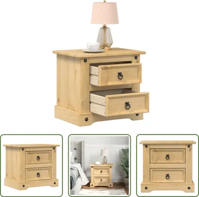 Produktbild von The Living Store Nachttisch Corona 53x39x50 cm Massivholz Kiefer
