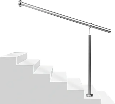 Produktbild von Clanmacy Edelstahl Handlauf Geländer Eingangsgeländer Aufmontage Wandhandlauf pflegeleicht Treppengeländer für Innen/Außen 80cm