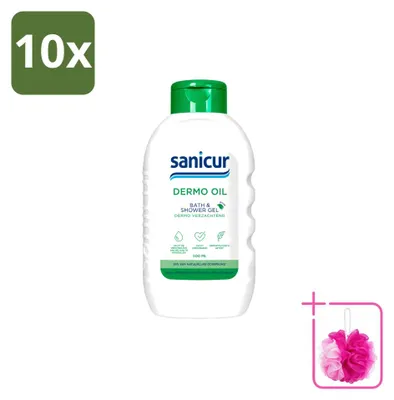 Obrázok produktu pre 10 kusov gélu na umývanie tela a sprchy Sanicur Dermo-Oil – 300 ml – výhodný balík