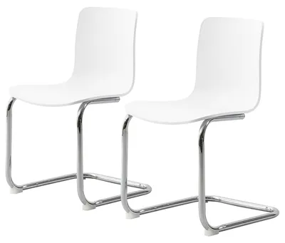 Produktbild von home24 Freischwinger 2er-Set - Silber - Weiß - Eisen - Polypropylen - 48 x 79 x 50 cm