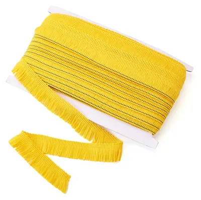 Productafbeelding van Polyesterbies – Met kantafwerking – Geschikt voor naaien en decoreren – Geel, 2,5 cm x 2,4 m