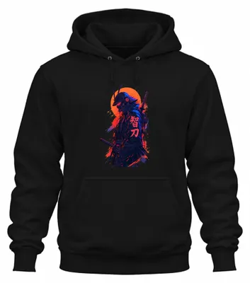 Imagen del producto de Cyberpunk, samurái, ronin, katana, Japón, año 5000, guerrero, mecha, sudadera con capucha, , talla S