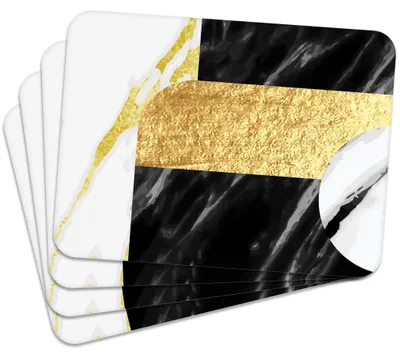 Produktbild von MG Design Set aus 4 Kork-Platzsets - Golden Marble 3 - 30 x 40 cm - hitzebeständig & abwischbar, mit Korkrückseite