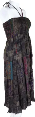Produktbild von Kleid - Neckholder - Gummismok - Patchwork - dünne Baumwolle braun