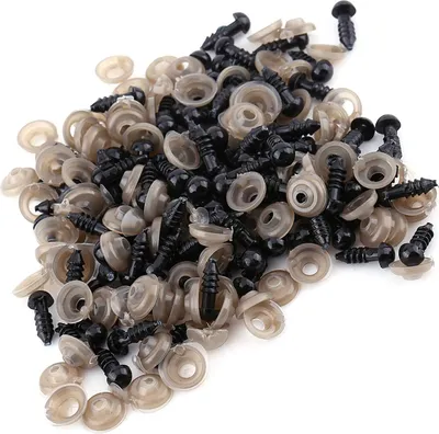 Image de Marhynchus 100 Pcs Yeux de s?curit ? en plastique noir pour poupée avec machine ? laver pour nounours - Points de feutrage - Yeux de poupées avec design de pieds, Durables et L?gers pour nounours, Pl��s animaux 100 paires