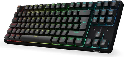 Produktbild von CIY X77 Gaming RGB Mechanische QWERTZ Tastatur, 88 Tasten, ergonomisch, Metall & ABS, 3-fach höhenverstellbar, für Windows/Mac OS/Laptops, 50 Millionen Tastenanschläge